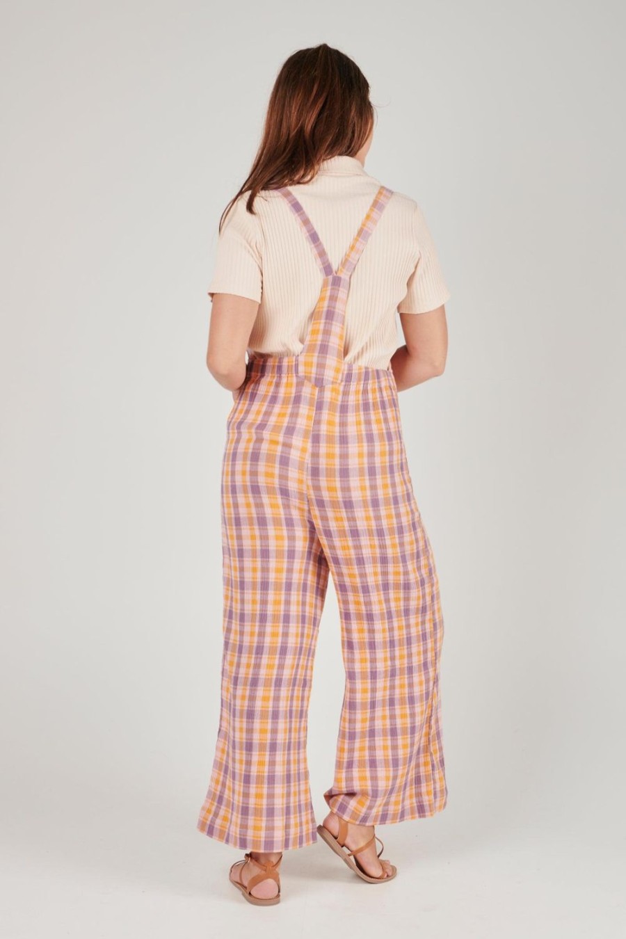 Playsuits, Jumpsuits & Overalls | A Little Birdie Told Me Cropped Overall - Pink/Mauve/Yellow Check