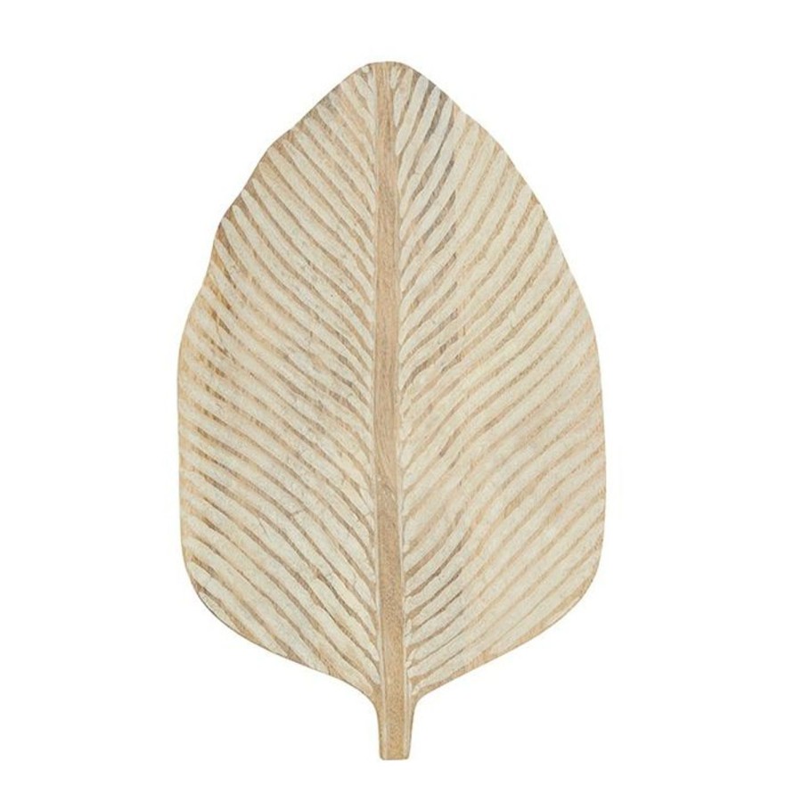 Dining & Entertaining | Coast To Coast Home Layla Wood Leaf Plate - White Wash