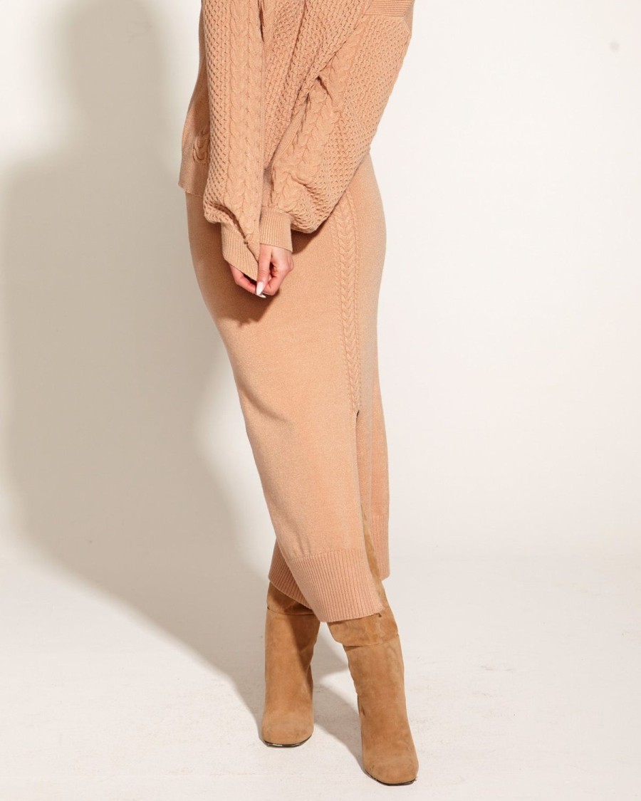 Skirts | Fate + Becker Treasure Midi Knit Skirt - Tan