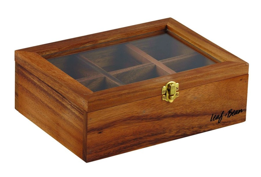 Kitchenware | Leaf & Bean Acacia Wood Tea Box