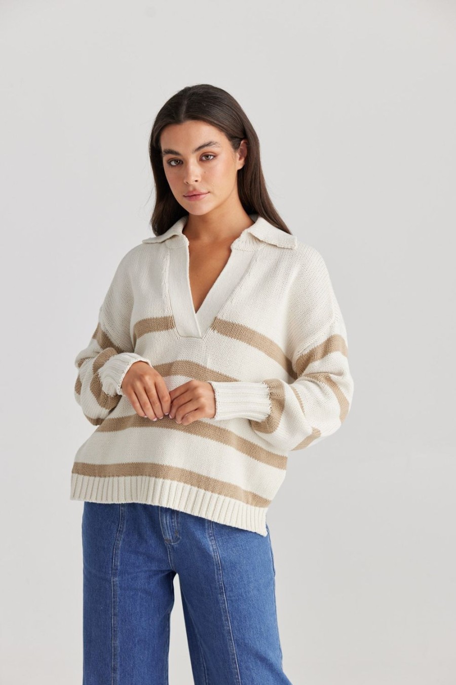 Knitwear & Jumpers | Daisy Says Goldie Stripe Knit - Ecru