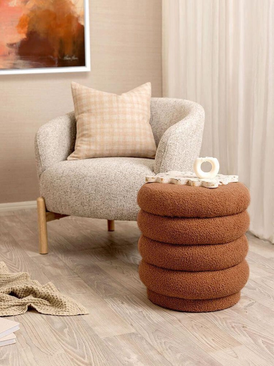 Furniture | Urban Road Lucia Round Boucle Stool - Coffee