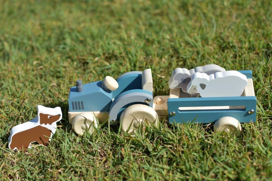 Toys | Eleganter Wooden Tractor With Sheep Dog