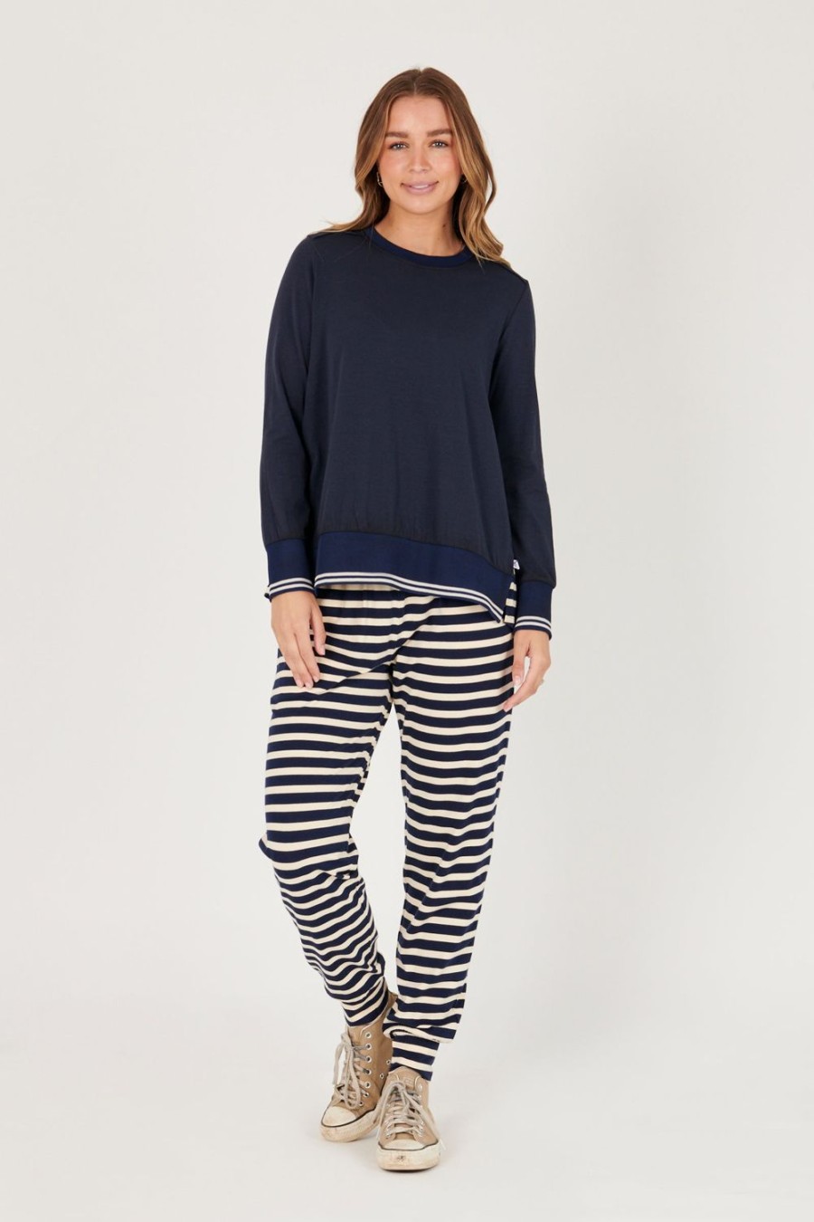 Tops | One Ten Willow Trim Detail Panel Top - Navy