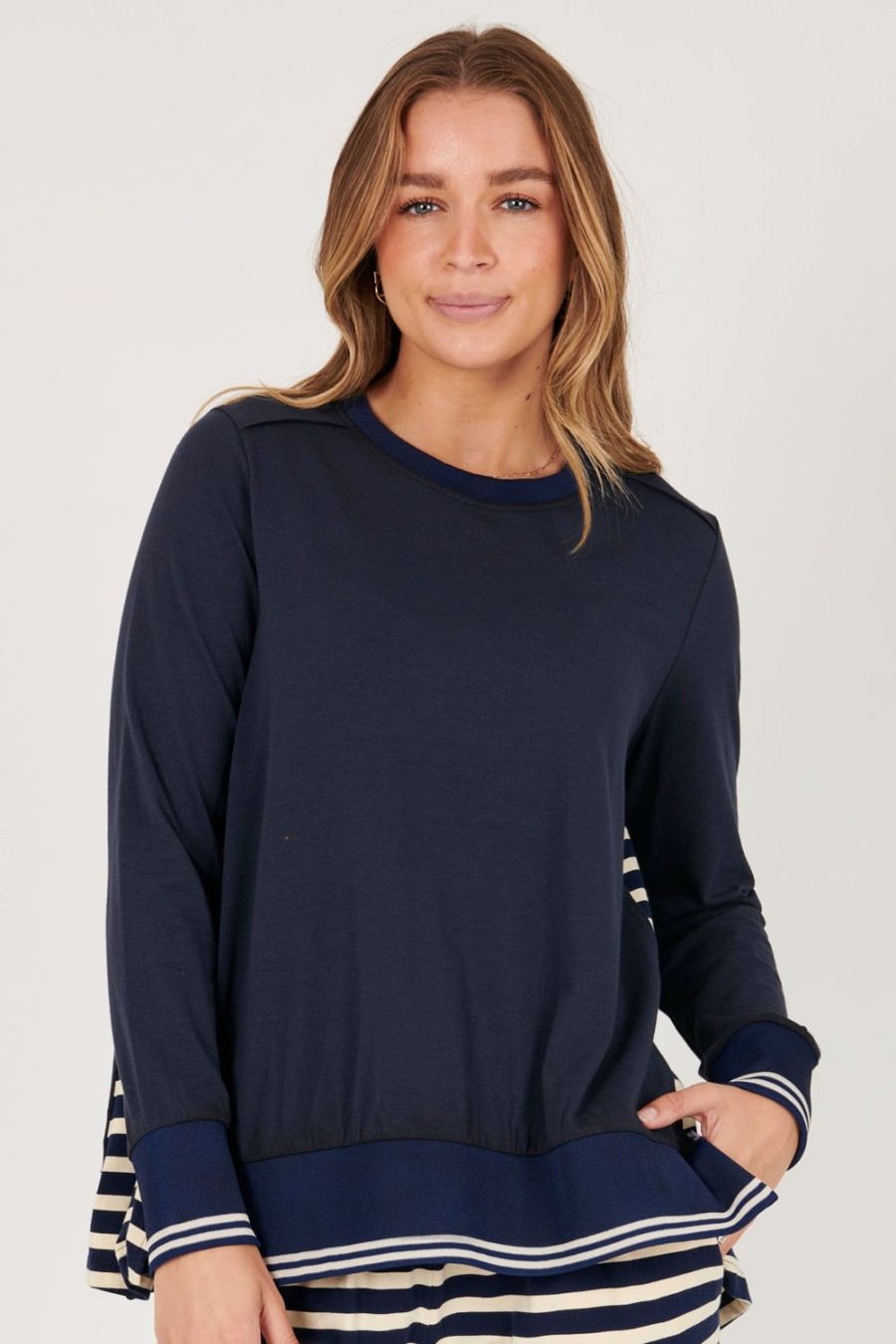 Tops | One Ten Willow Trim Detail Panel Top - Navy