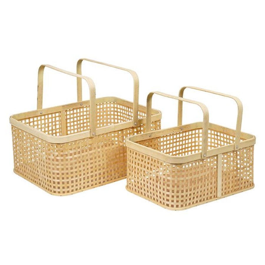 Travel & Outdoors | Pure Homewares Aldo Natural Bamboo Handled Basket