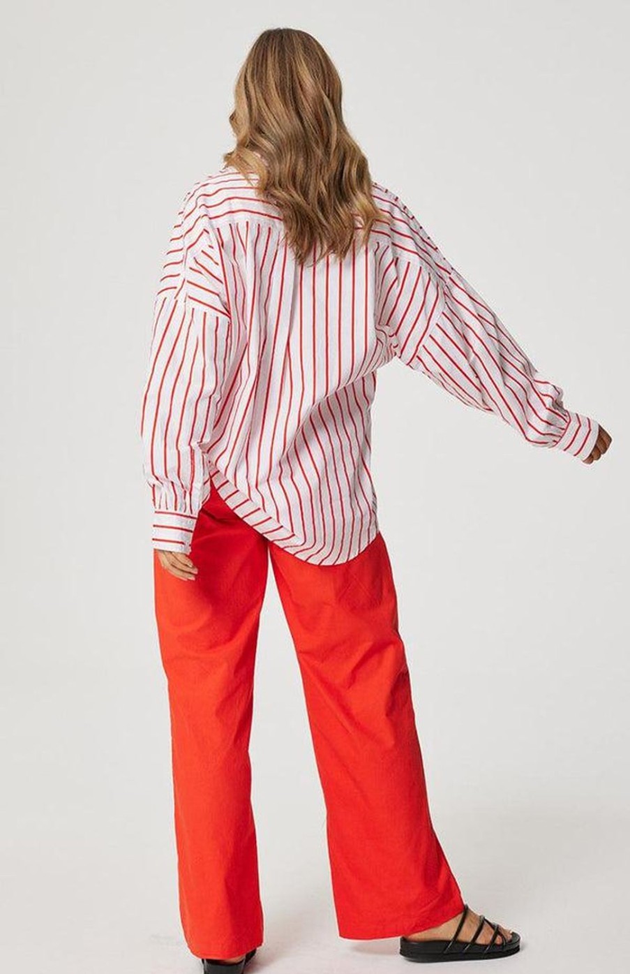 Tops | Cartel & Willow Tammy Shirt - Campari Stripe