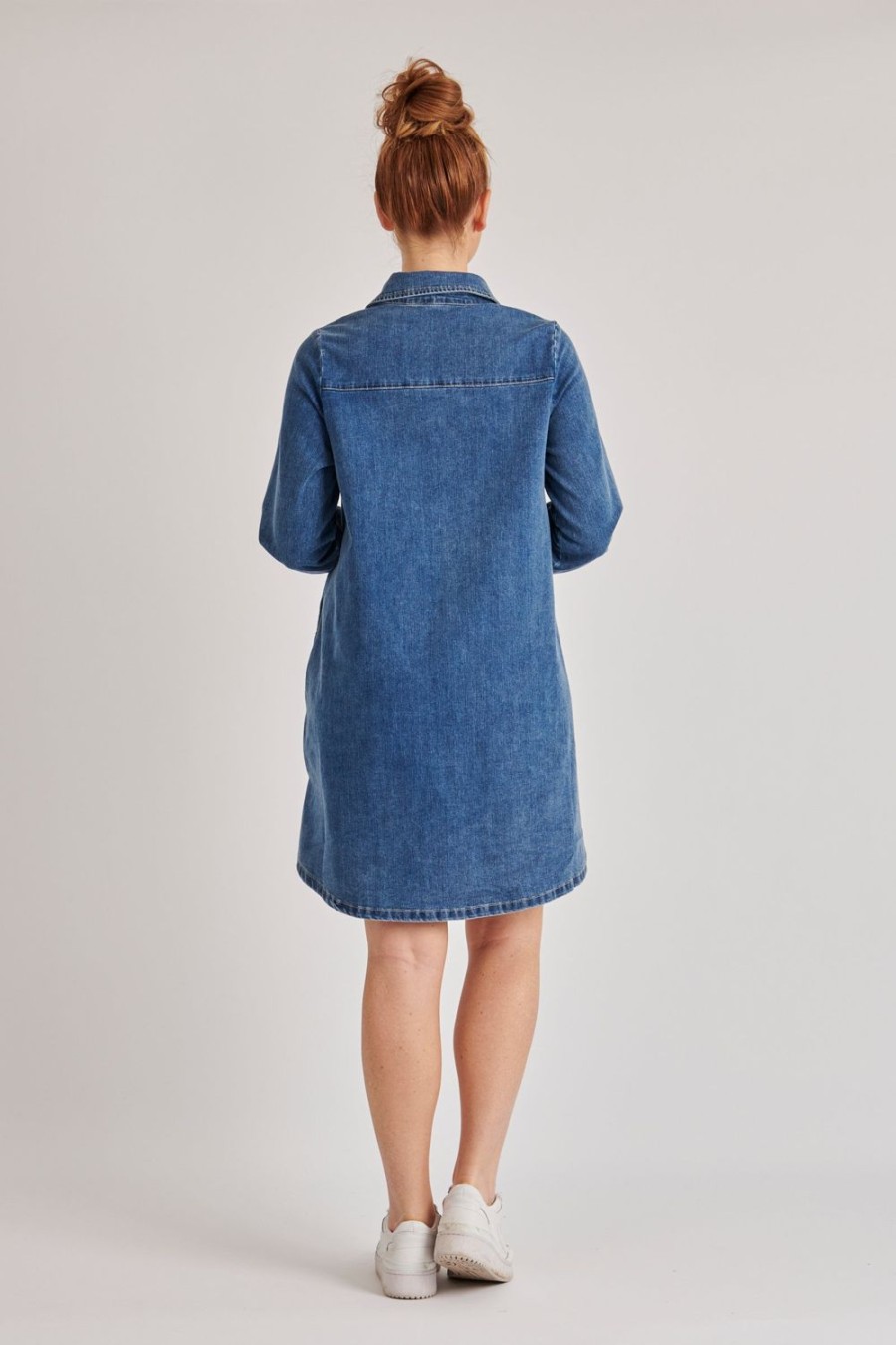 Dresses | One Ten Willow Shirred Yoke Detail Dress - Mid Blue