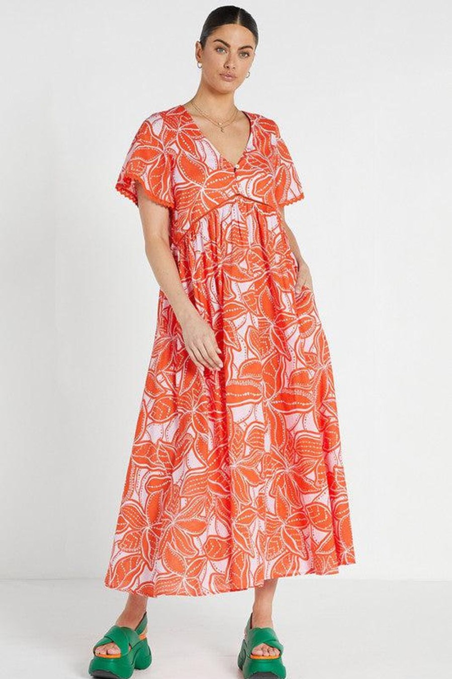 Dresses | Bohemian Traders Fixed Bodice Maxi Dress In Ukiyo Botanic