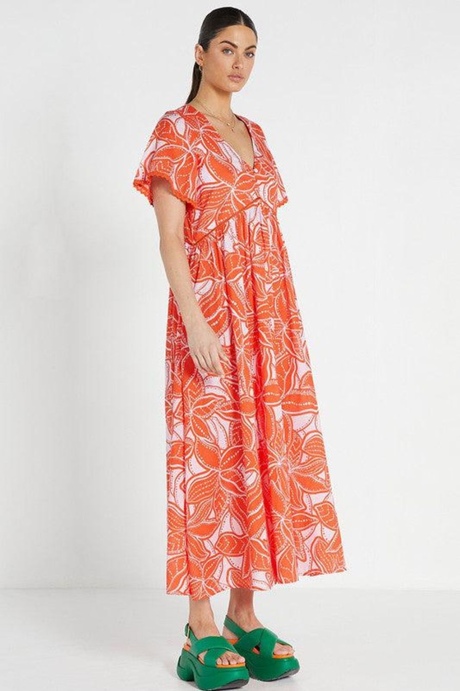 Dresses | Bohemian Traders Fixed Bodice Maxi Dress In Ukiyo Botanic