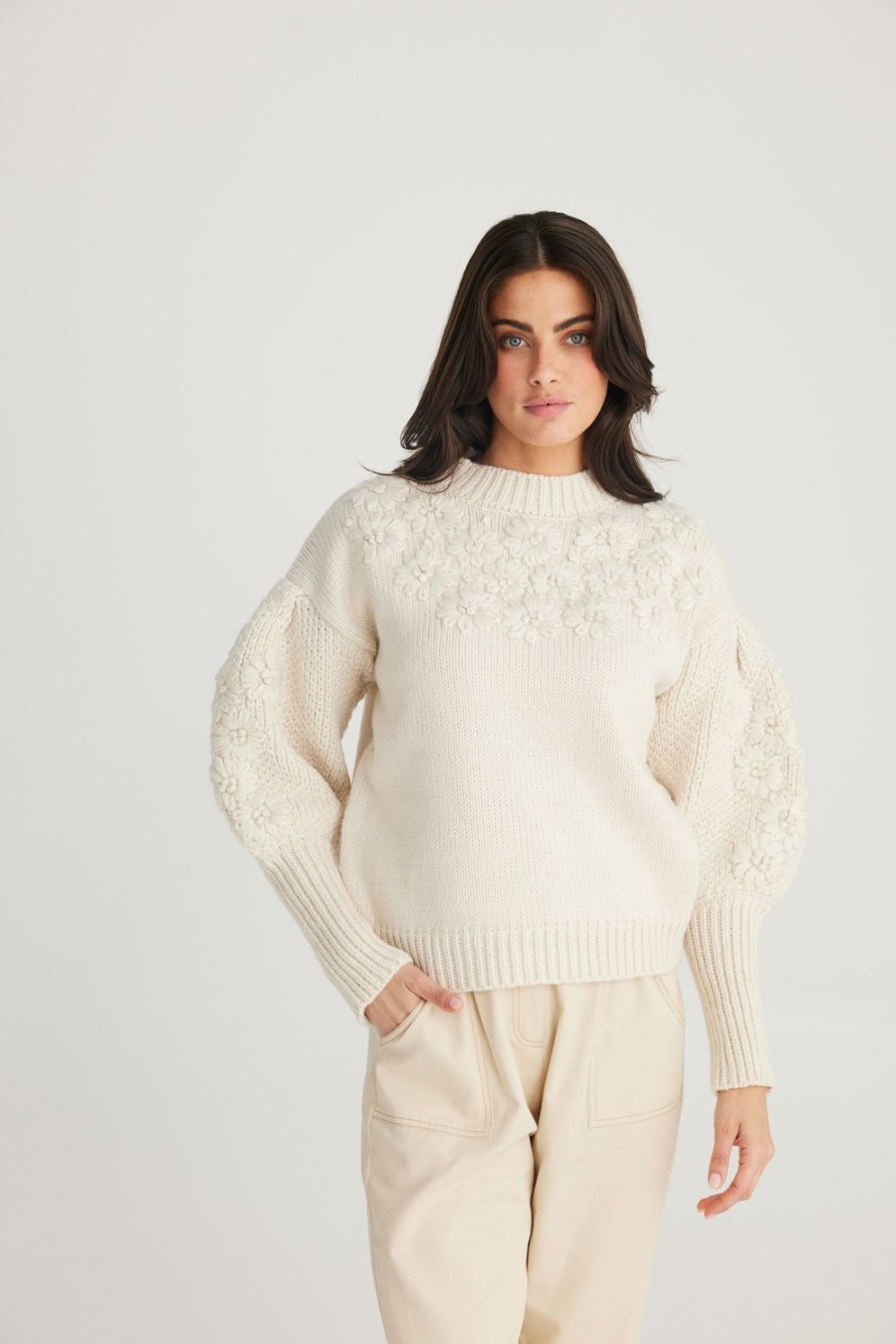 Knitwear & Jumpers | Talisman Flower Child Knit - Cloud