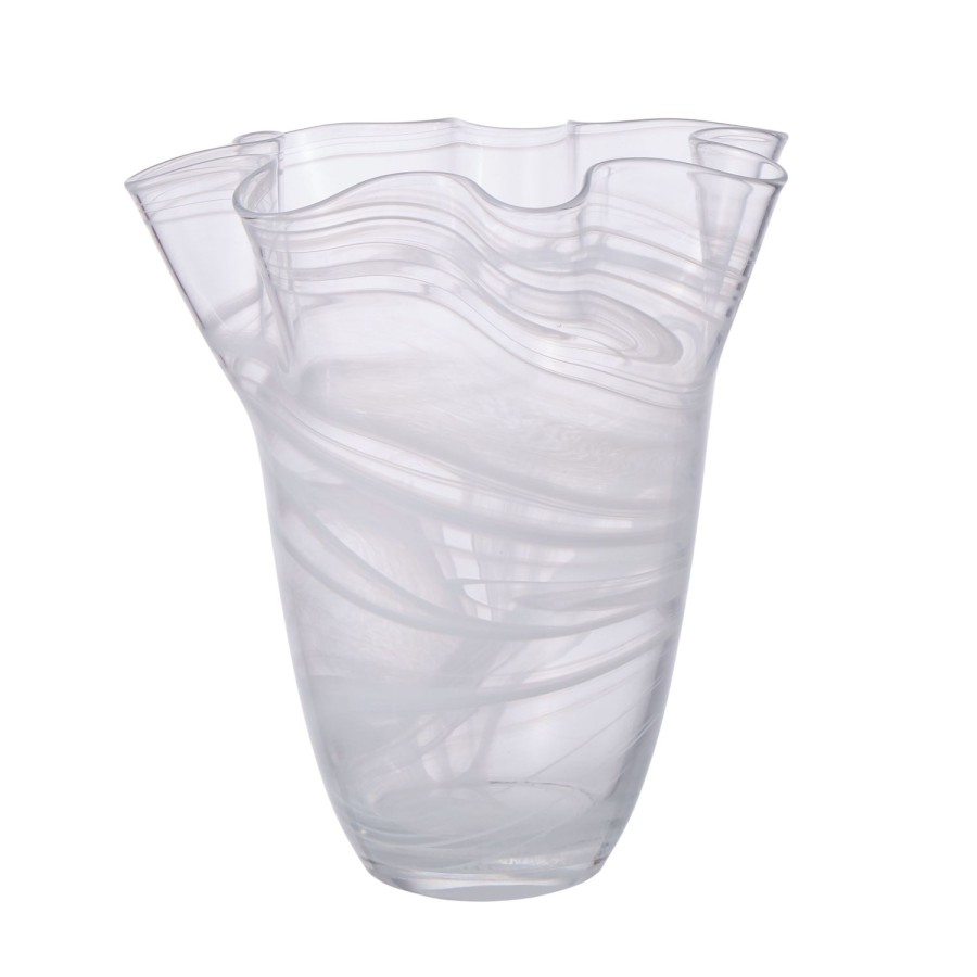 Decor Items | Amalfi Wavy Vase With Marble Effect - Clear/White