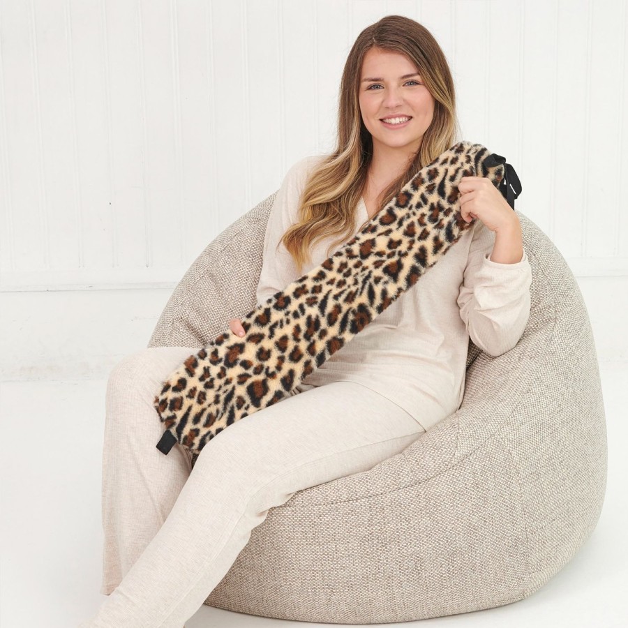 Beauty & Well-Being | Aroma Home Long Hot Water Bottle - Leopard Print Faux Fur