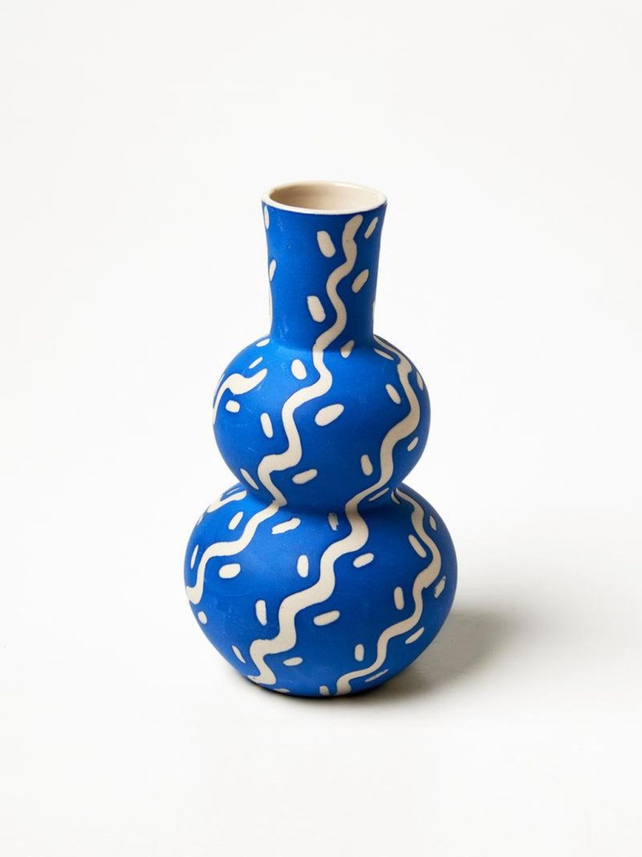 Pots, Planters & Vases | Jones & Co Happy Vase Tracks Blue