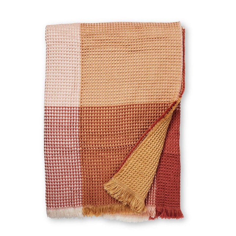 Soft Furnishings | Madras Link Walker Waffle Check Pink Throw 160X200Cm