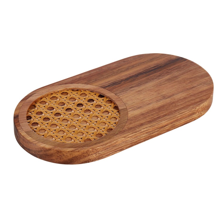 Dining & Entertaining | Amalfi Acacia & Rattan Snack Serving Board Natural