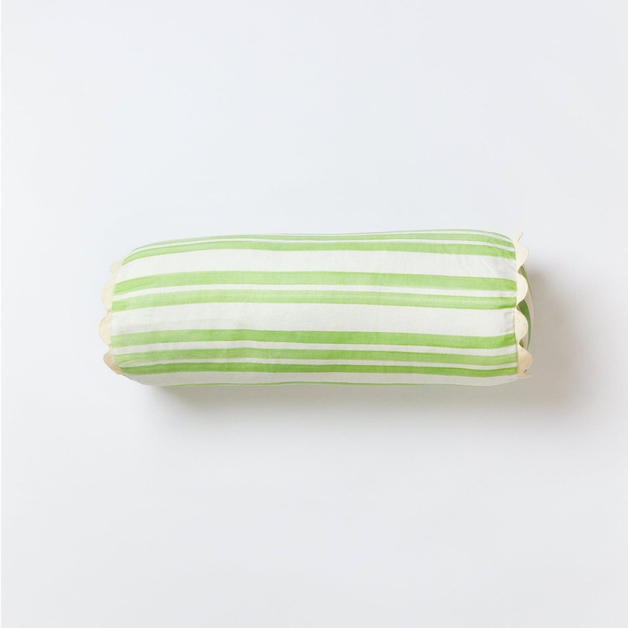 Soft Furnishings | Bonnie & Neil Stripe Green Bolster Cushion 60X20Cm