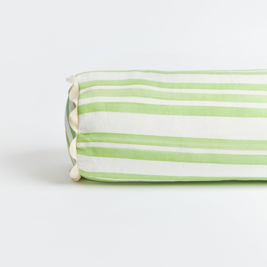 Soft Furnishings | Bonnie & Neil Stripe Green Bolster Cushion 60X20Cm