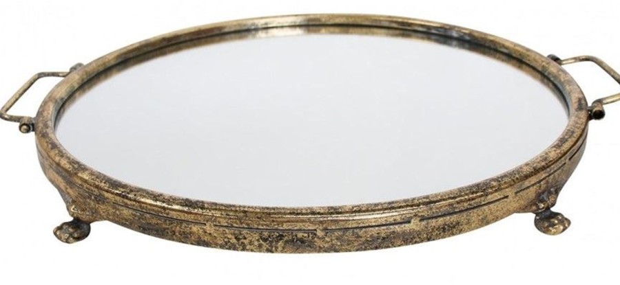 Decor Items | Lavida Round Metal Mirror Tray