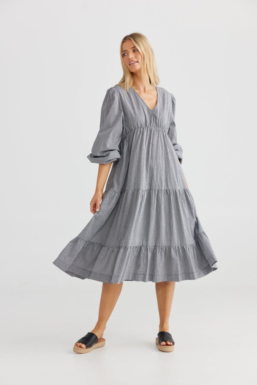 Dresses | The Shanty Corporation Amara Midi Dress - Black Check