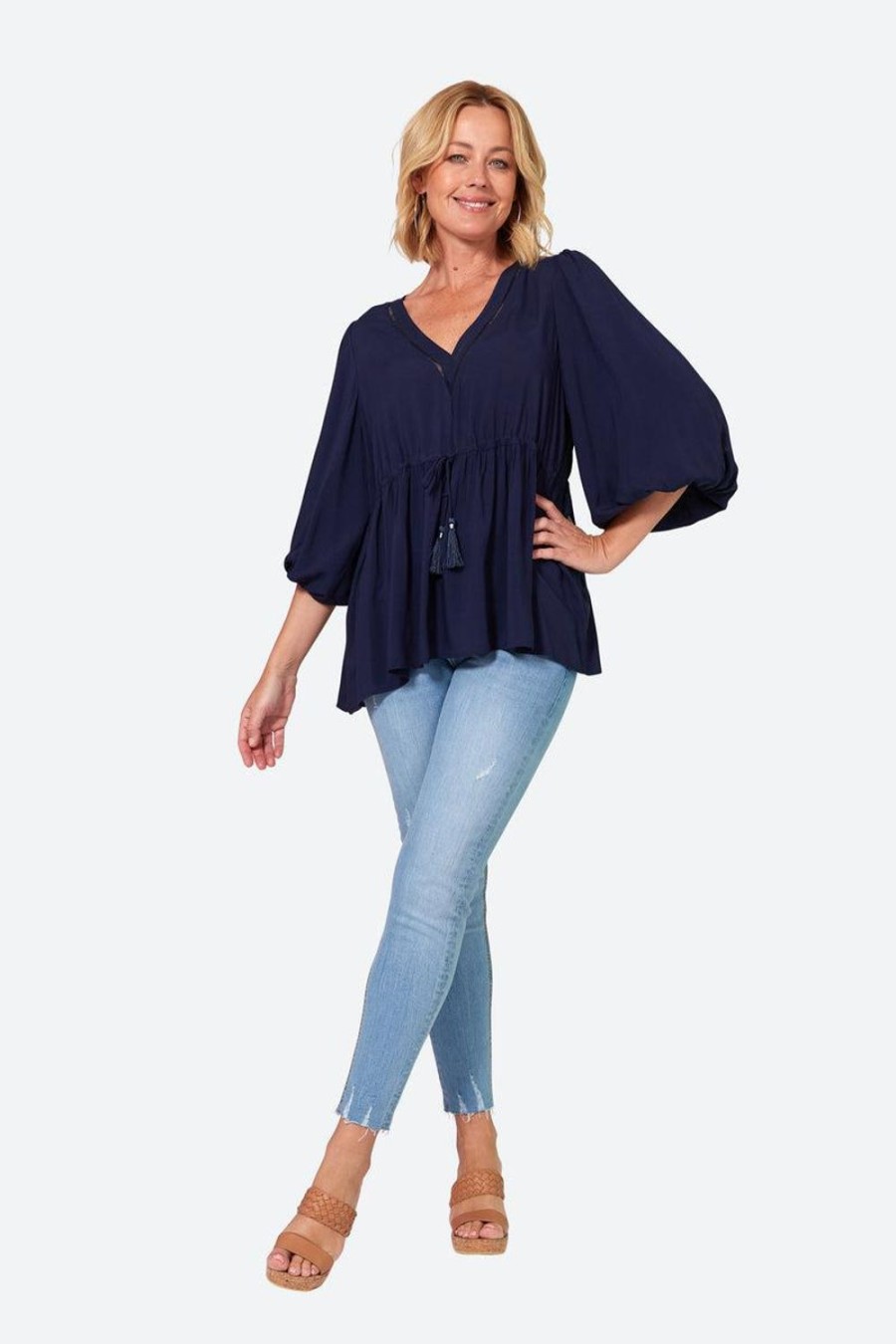 Tops | Eb & Ive Esprit Tie Top - Sapphire