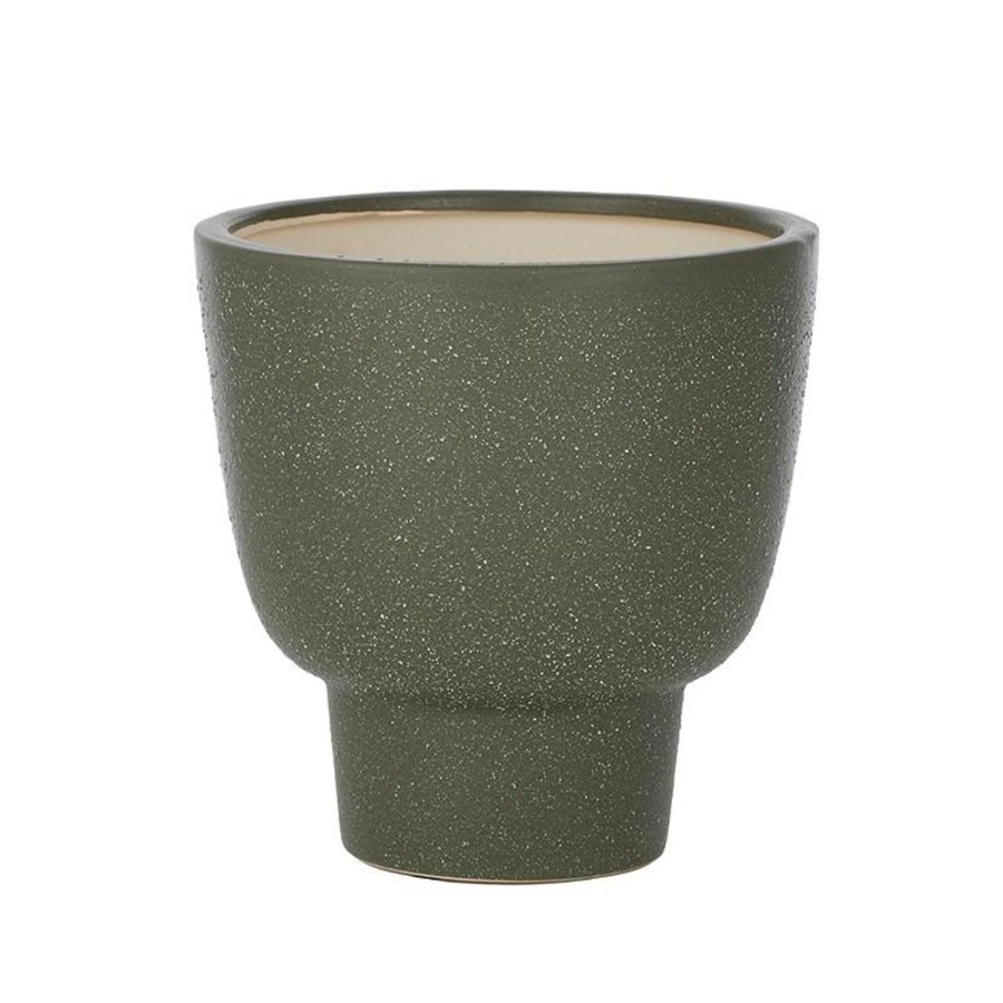 Pots, Planters & Vases | Coast To Coast Home Sarge Ceramic Footed Pot - Dark Green