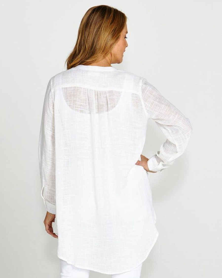 Tops | Betty Basics Beach Tunic Shirt - White