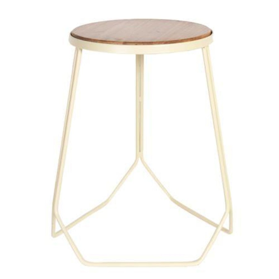 Furniture | DWBH Stackable Iron Stool Wood Top/Side Table - Butter