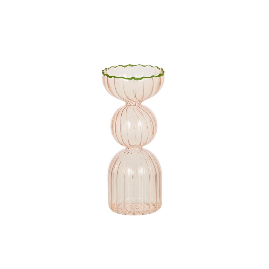 Pots, Planters & Vases | Coast To Coast Home Rosie Glass Vase 7X15.5Cm Pink/Green