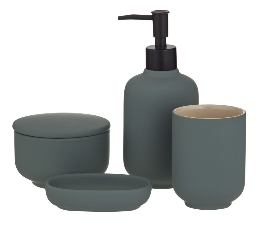 Decor Items | Academy Home Goods Becket Bathroom Set 4Pce - Green/Black