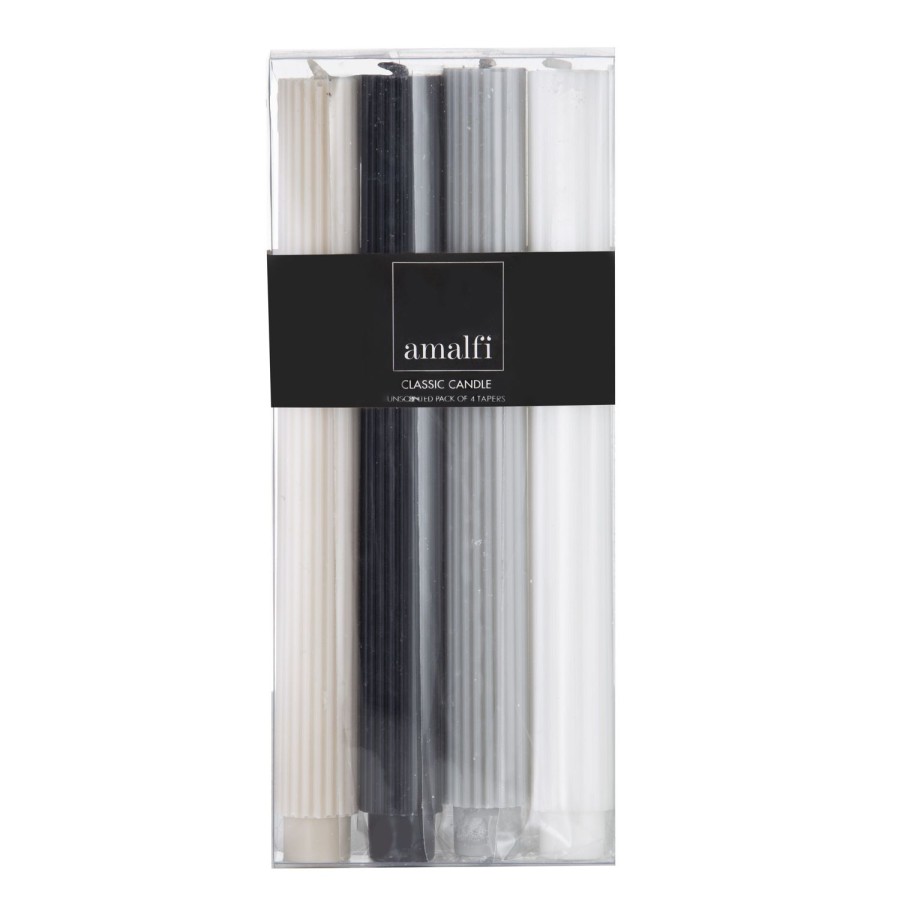 Candles & Fragrance | Amalfi Ribbed Dinner Candles - Black/White/Grey/Taupe