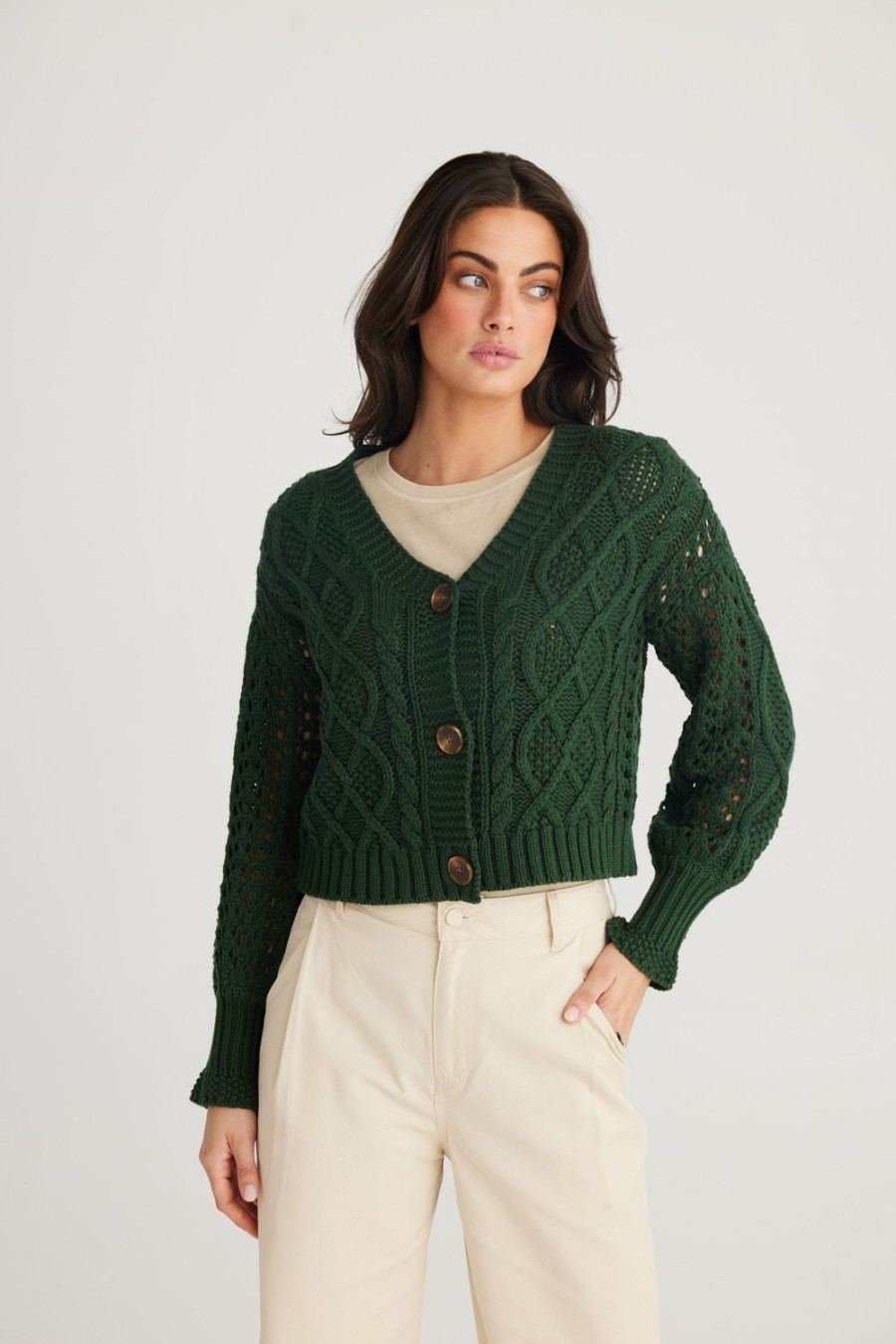 Knitwear & Jumpers | Talisman Dixie Cardi - Forest