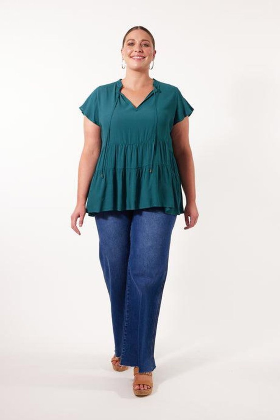 Tops | Isle Of Mine Botanical Tiered Top - Teal