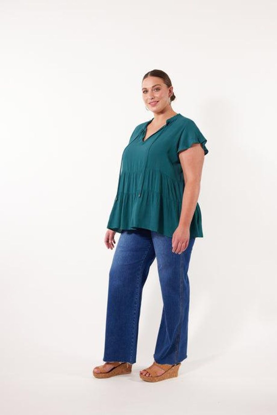 Tops | Isle Of Mine Botanical Tiered Top - Teal