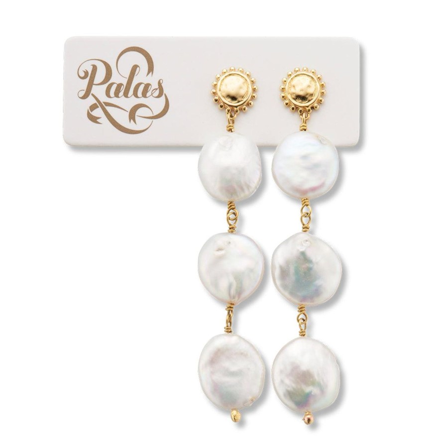 Jewellery | Palas Rhodes Three Pearl Drop Earrings