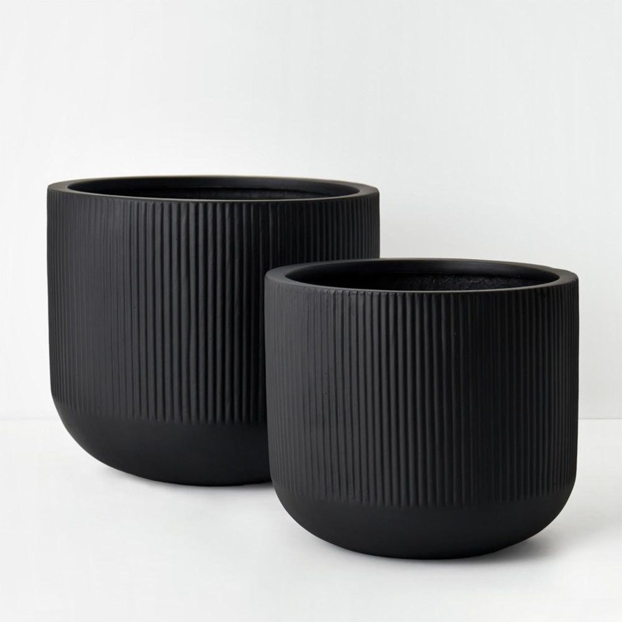 Pots, Planters & Vases | Floral Interiors Linear Pot Black - Short