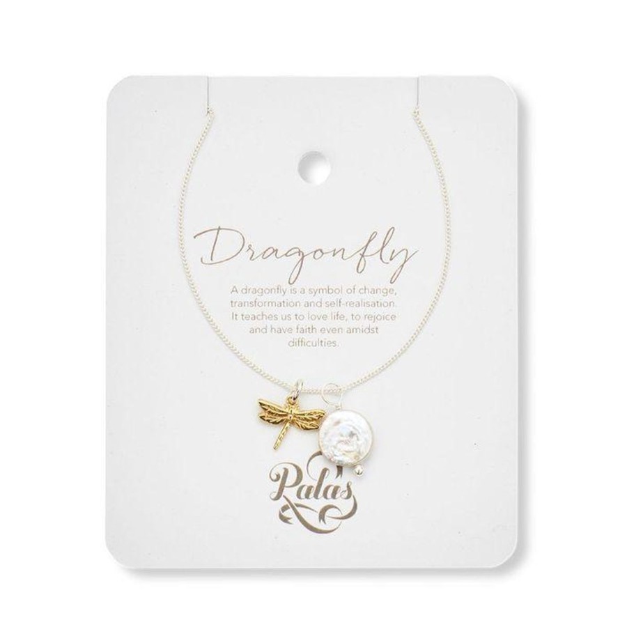 Jewellery | Palas Silver/Brass Dragonfly & Pearl Amulet Necklace