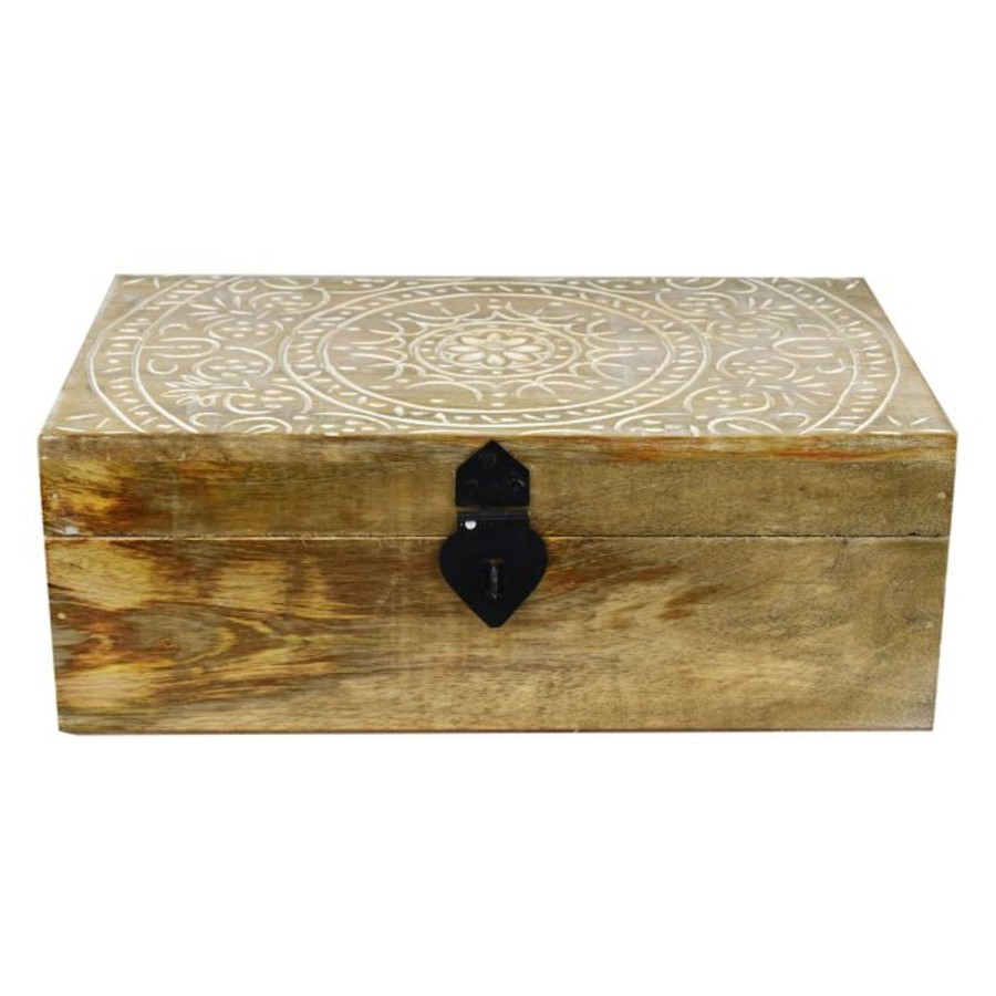 Decor Items | Coast To Coast Home Carved Floral Trinket Box 28Cm