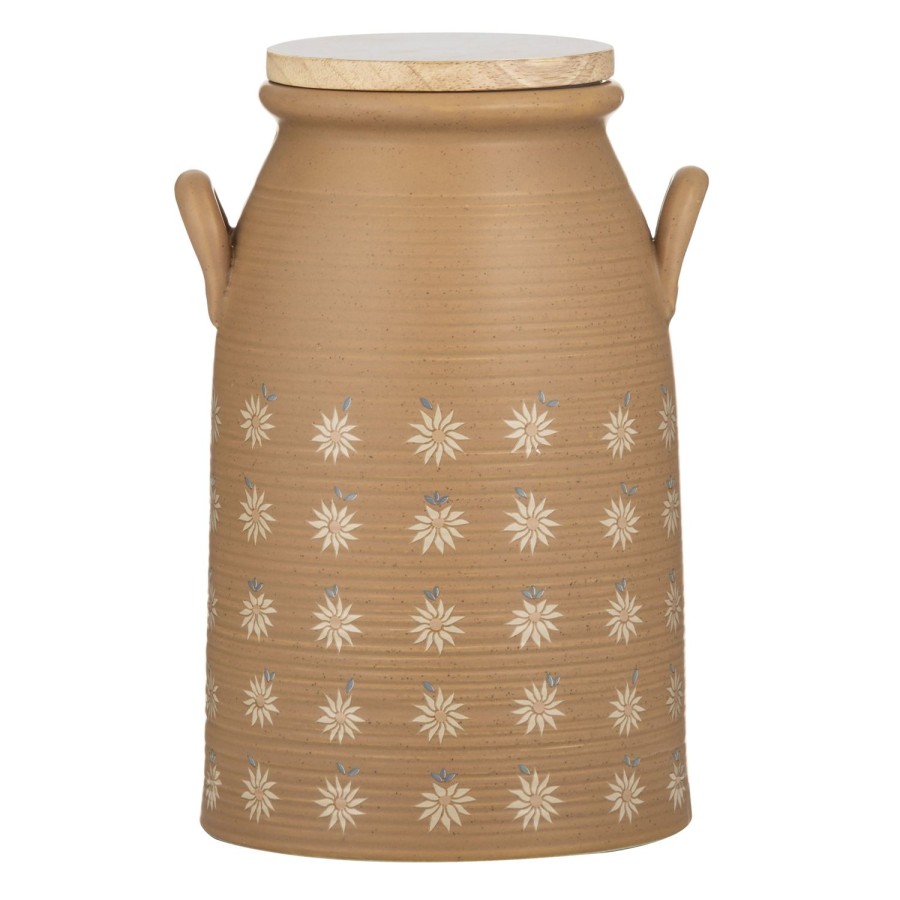 Kitchenware | Amalfi Colette Large Cannister Mustard Speckle/White