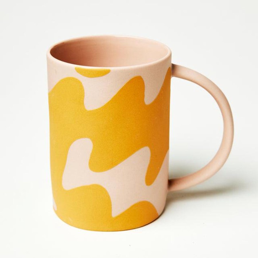 Dining & Entertaining | Jones & Co Happy Mug Pink Waves