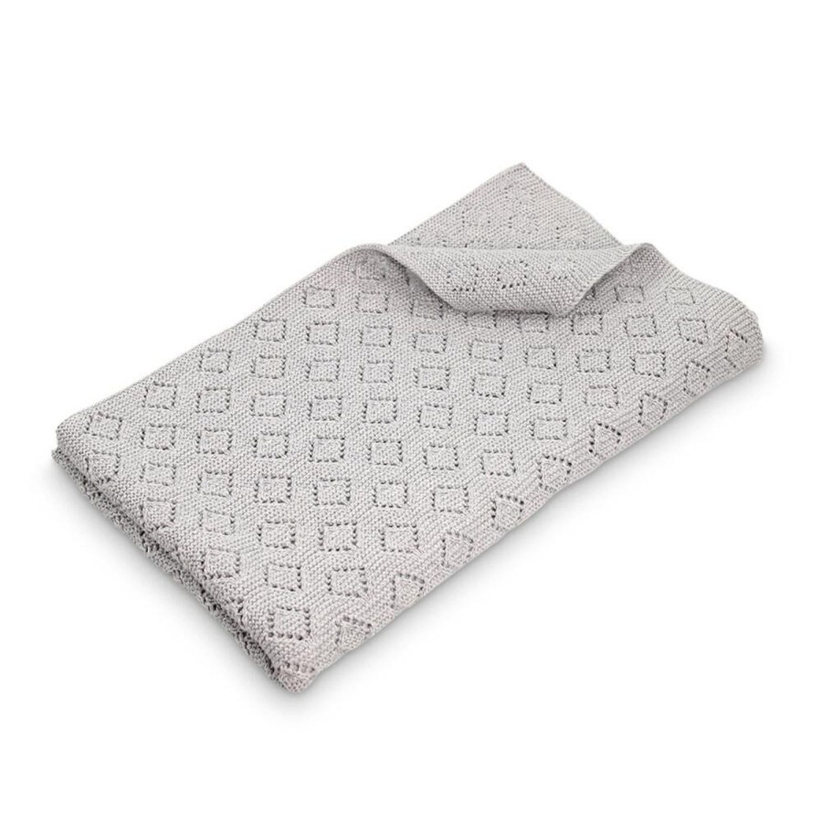 Nursery & Nurture | Dlux Milo Cotton Pointelle Knitted Blanket - Grey