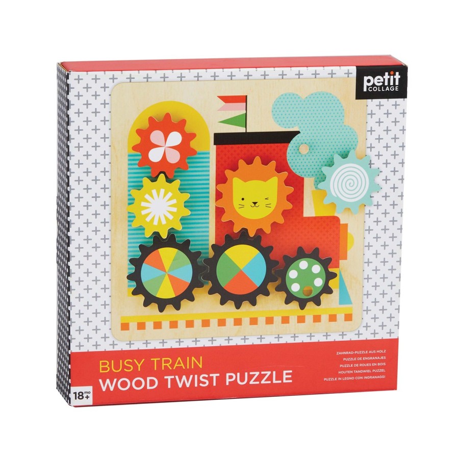 Toys | Petit Collage Wooden Twist Puzzle - Busy Train