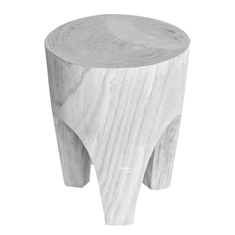 Furniture | Maine & Crawford Arabella Paulownia Wood Stool - White