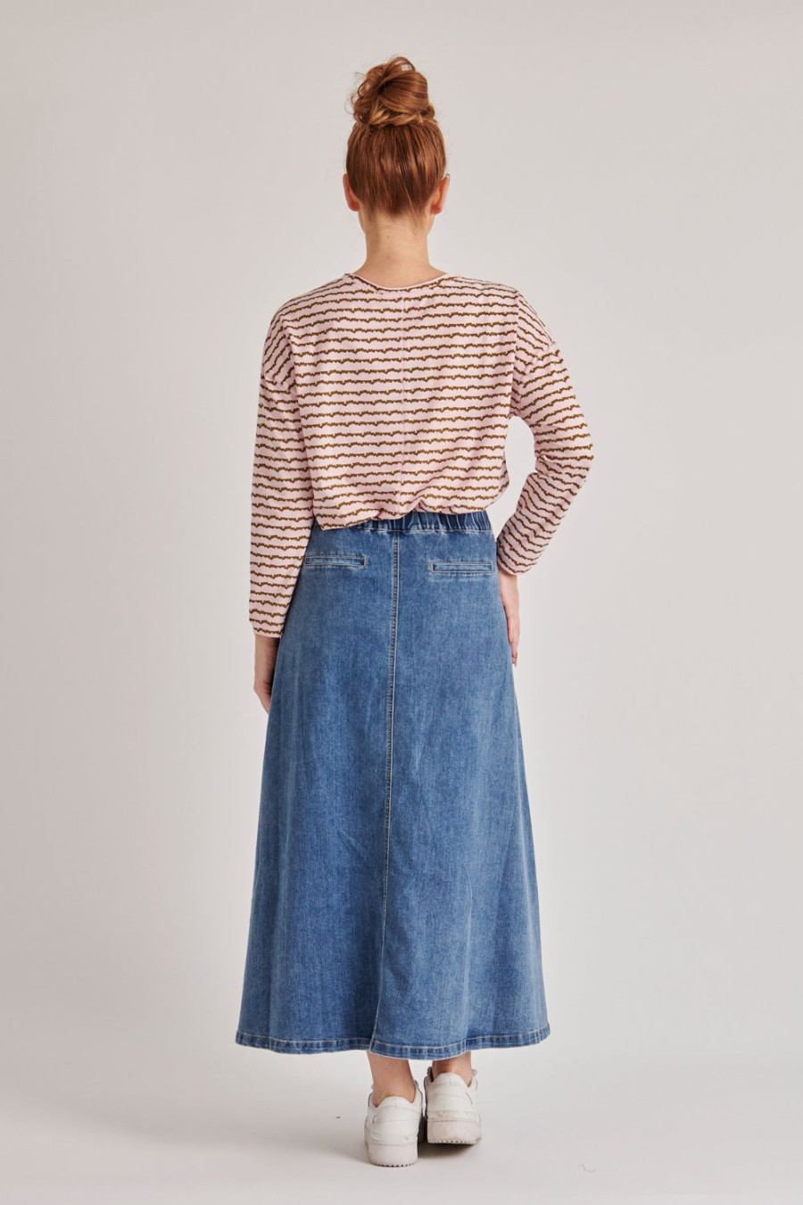 Skirts | One Ten Willow Front Split Maxi Skirt - Mid Blue