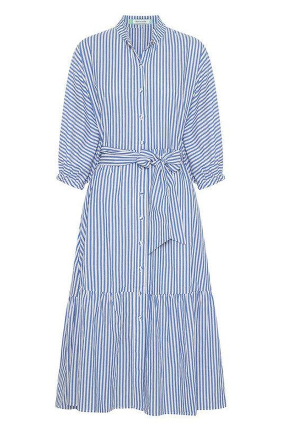 Dresses | Bohemian Traders Dolman Midi Shirt Dress In Blue/White Stripe