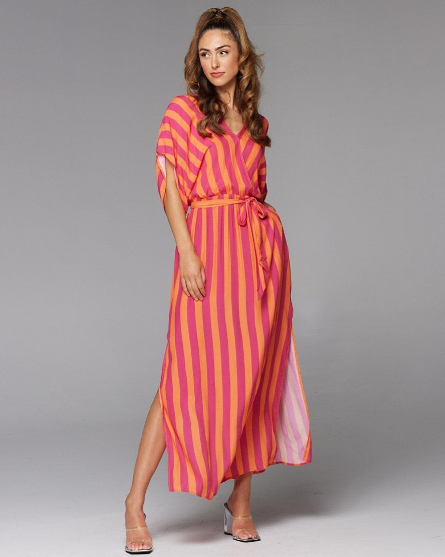 Dresses | Fate + Becker Wonderland Maxi Dress - Pink Orange Stripe