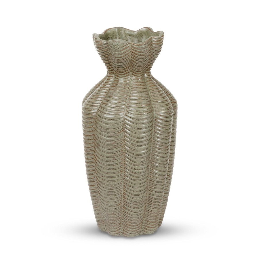 Pots, Planters & Vases | Madras Link Lucy Green Ribbed Vase - Tall