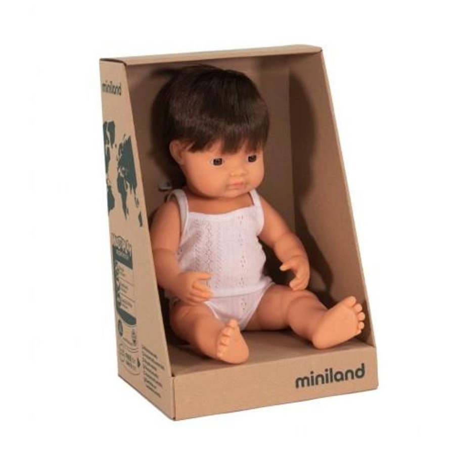 Toys | Miniland Baby Doll Caucasian Brunette Boy - 38Cm