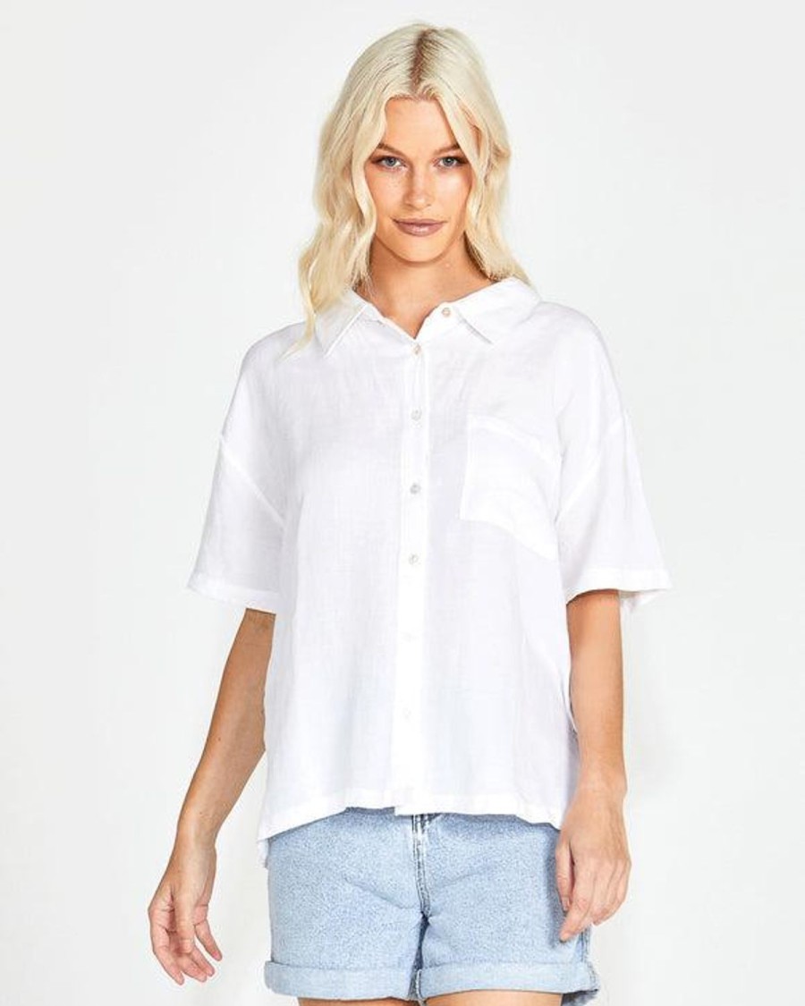 Tops | SASS Selena Short Sleeve Shirt - White