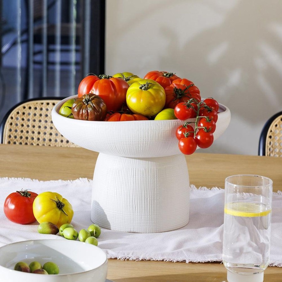 Dining & Entertaining | Ecology Bisque Large Footed Bowl 30Cm White